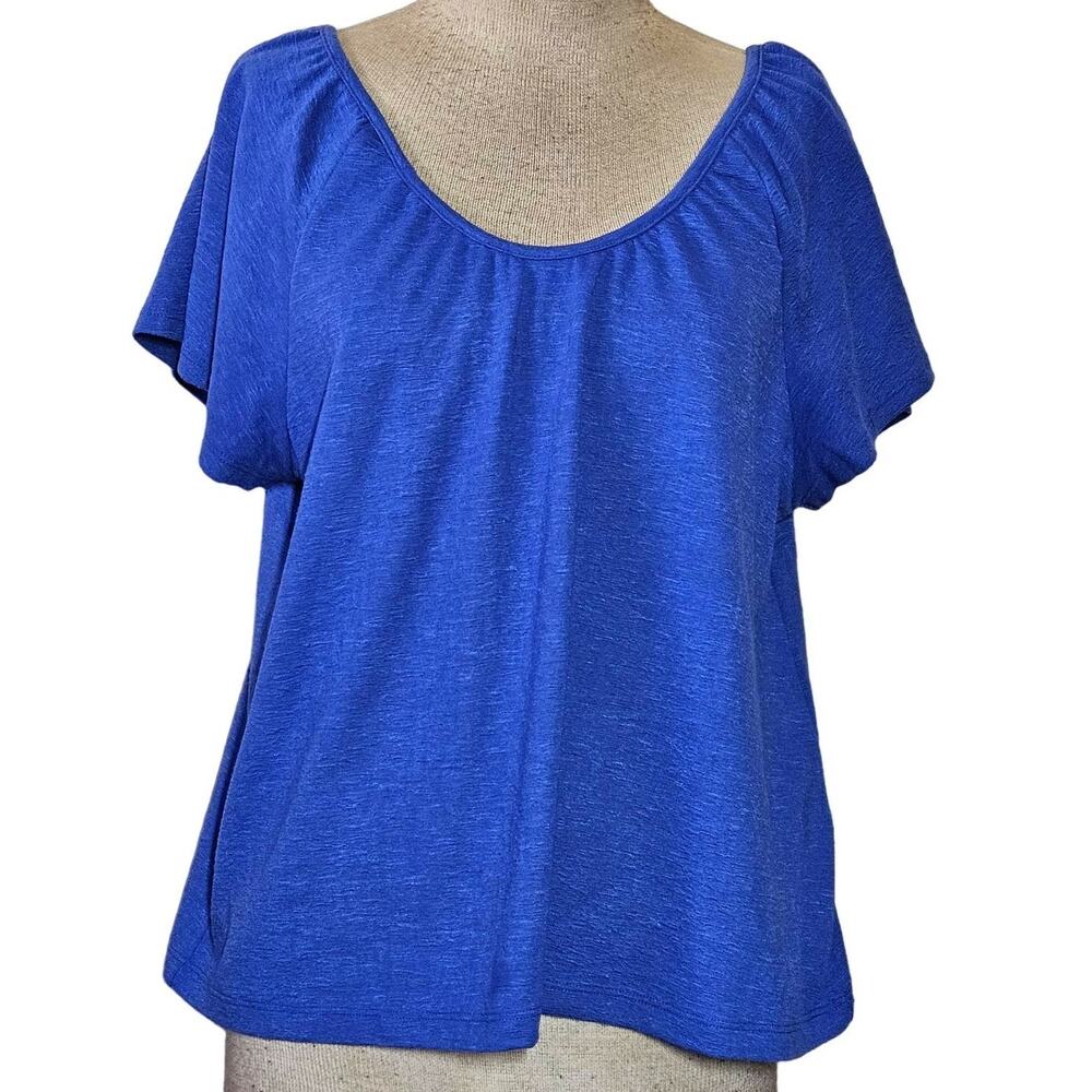 Banana Republic Blue Short Sleeve Blouse Size Petite Medium